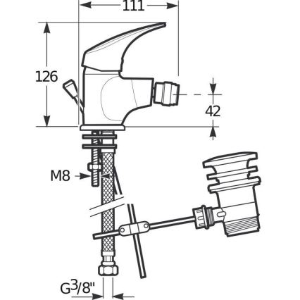 JIKA H3411N10041111 - Bidetová batéria + výpusť bez pretečenia TALAS 12,6 cm lesklý chróm