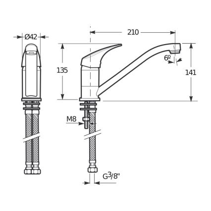 JIKA H3511N10042301 - Batéria na drez TALAS 13,5 cm lesklý chróm