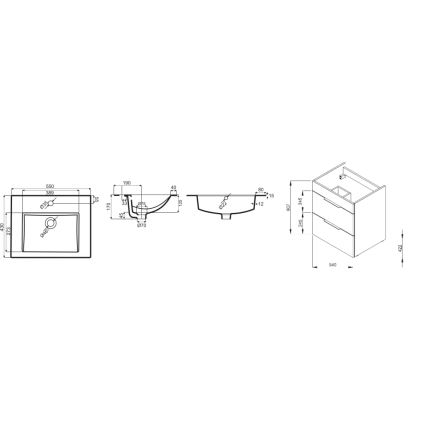 JIKA H4536111763001 - Kúpeľňová skrinka s umývadlom CUBE 60,7x55 cm biela