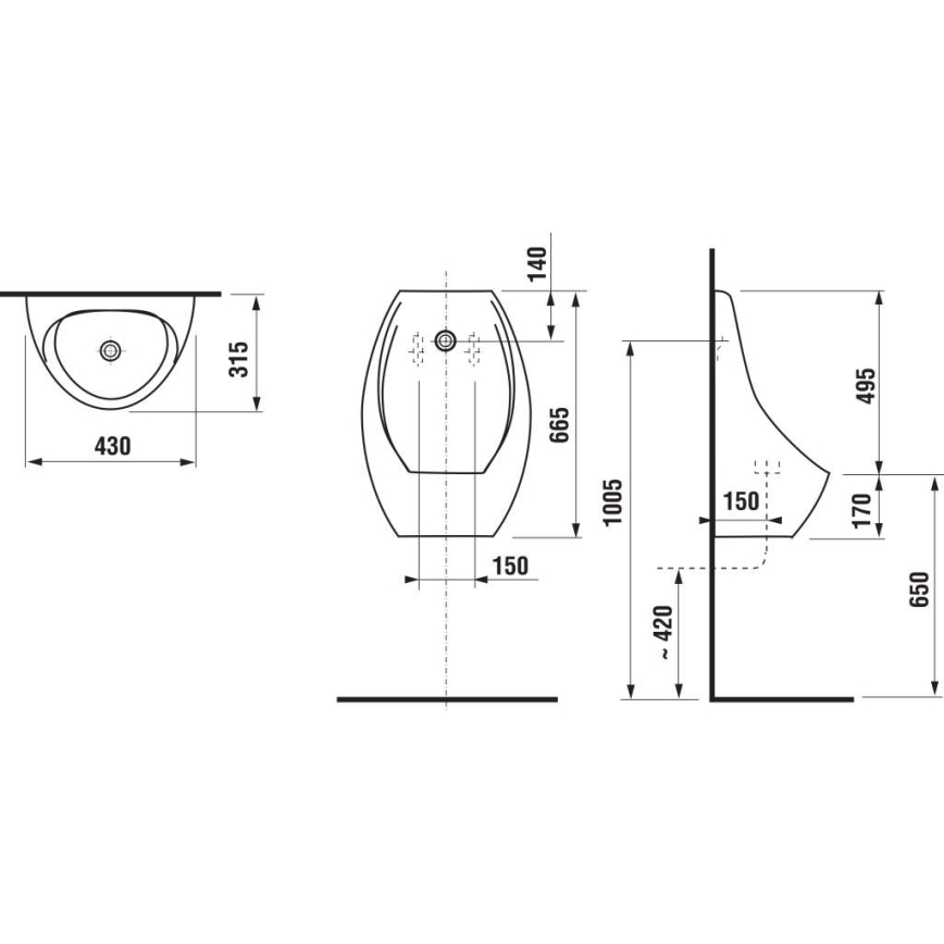 JIKA H8411010004871 - Pisoár so senzorom DOMINO 24V, zadný prívod, zadný odpad, keramika/biela