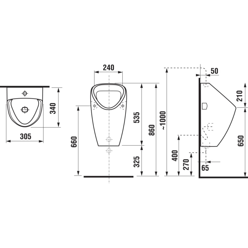 JIKA H8430610000001 - Pisoár GOLEM vnútorný prívod, zadný odtok keramika/biela