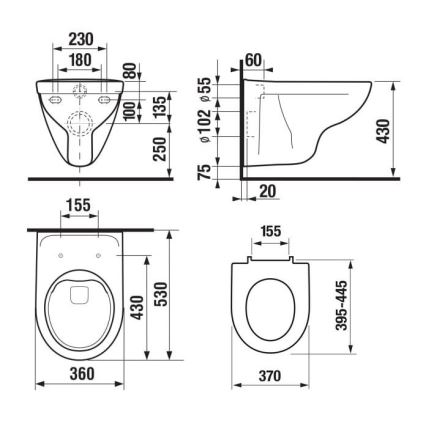 JIKA H8663840000001 - Závesné WC LYRA keramika/biela + WC sedátko SoftClose LYRA duroplast/biela