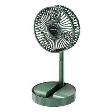 JOHNSON - Nabíjací stolný ventilátor TORTUGA 5 W / 3,7 V, 1200 mAh, priemer 16,5 cm, zelený