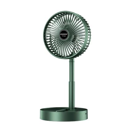 JOHNSON - Nabíjací stolný ventilátor TORTUGA 5 W / 3,7 V, 1200 mAh, priemer 16,5 cm, zelený