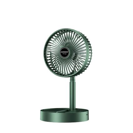 JOHNSON - Nabíjací stolný ventilátor TORTUGA 5 W / 3,7 V, 1200 mAh, priemer 16,5 cm, zelený