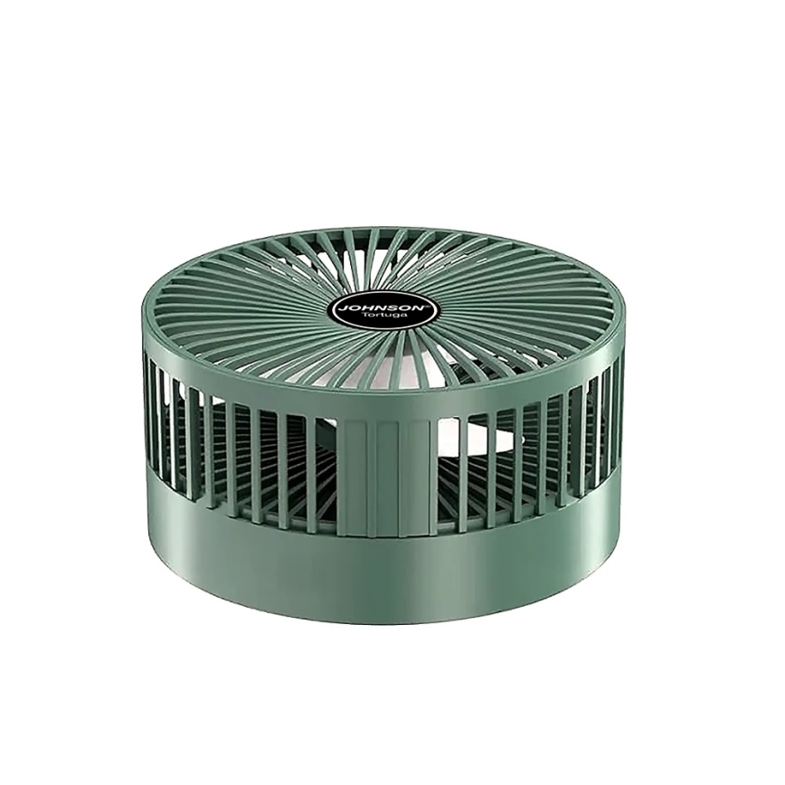 JOHNSON - Nabíjací stolný ventilátor TORTUGA 5 W / 3,7 V, 1200 mAh, priemer 16,5 cm, zelený