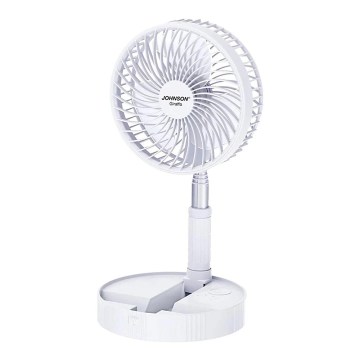JOHNSON - Nabíjací stolový ventilátor GIRAFFA 5W/3,7V 1200 mAh priemer 20 cm biela