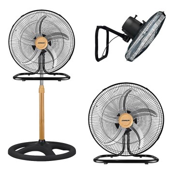 JOHNSON - Stojanový ventilátor 3 v 1 WOOD 80W/230V priemer 50 cm čierna/béžová
