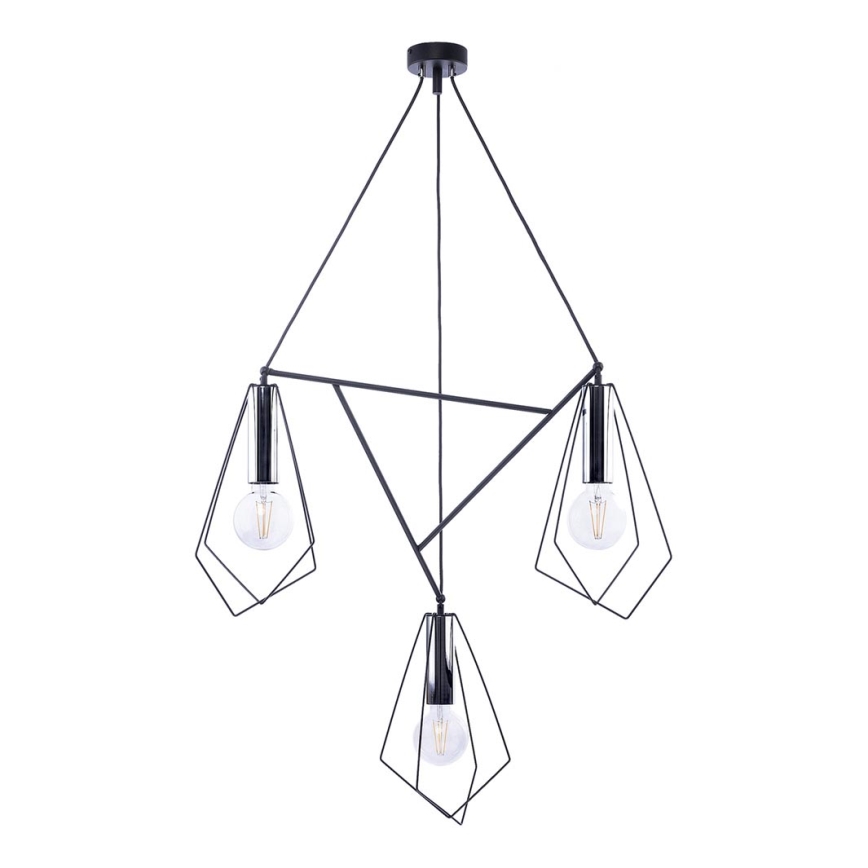Jupiter 1663 - Luster na lanku KAIR 3xE27/60W/230V čierna/lesklý chróm