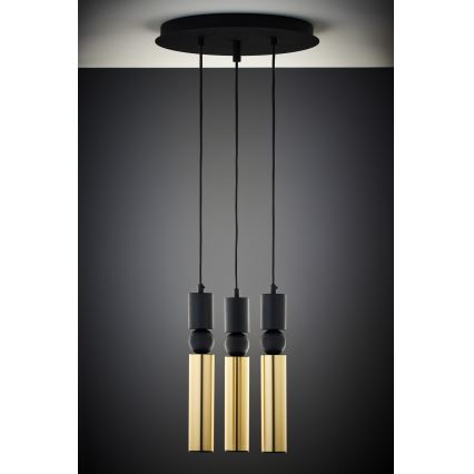 Jupiter 2016 - Luster na lanku ALAS 3xGU10/10W/230V zlatá/čierna