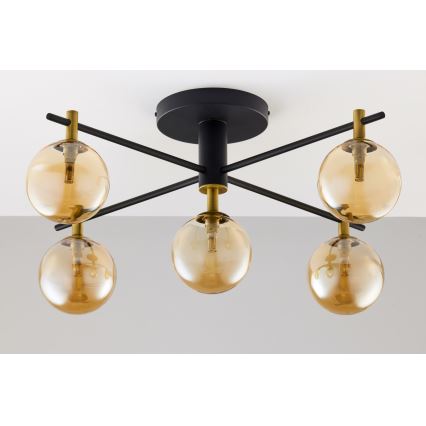 Jupiter 2032 - Prisadený luster FIGARO 5xG9/10W/230V čierna/zlatá/béžová