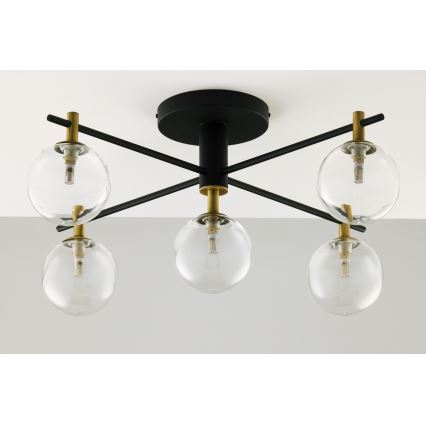 Jupiter 2035 - Prisadený luster FIGARO 5xG9/10W/230V čierna/zlatá/béžová/číra