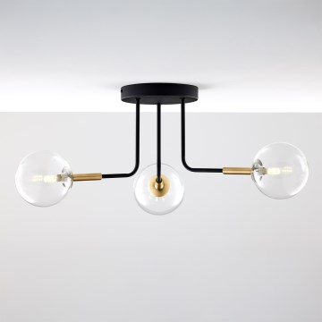 Jupiter 2039 - Luster na tyči BURANO 3xG9/10W/230V čierna/zlatá/číra