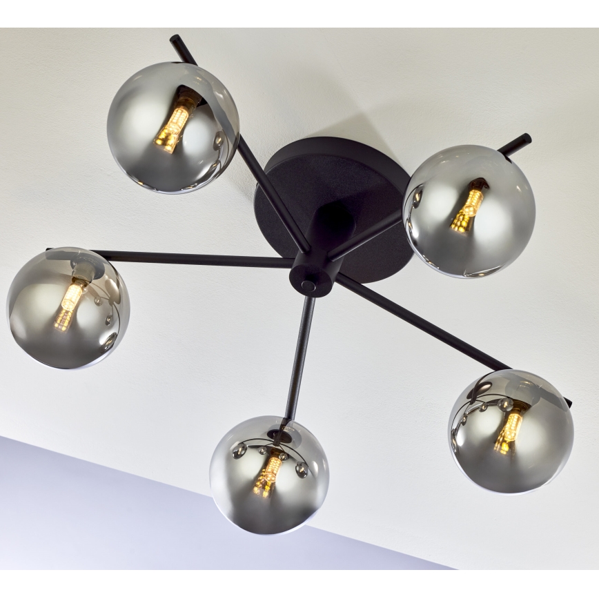 Jupiter 2048 - Prisadený luster PRATO 5xG9/14W/230V čierna/dýmovo sivá