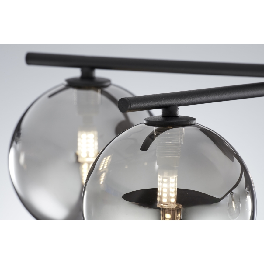 Jupiter 2048 - Prisadený luster PRATO 5xG9/14W/230V čierna/dýmovo sivá