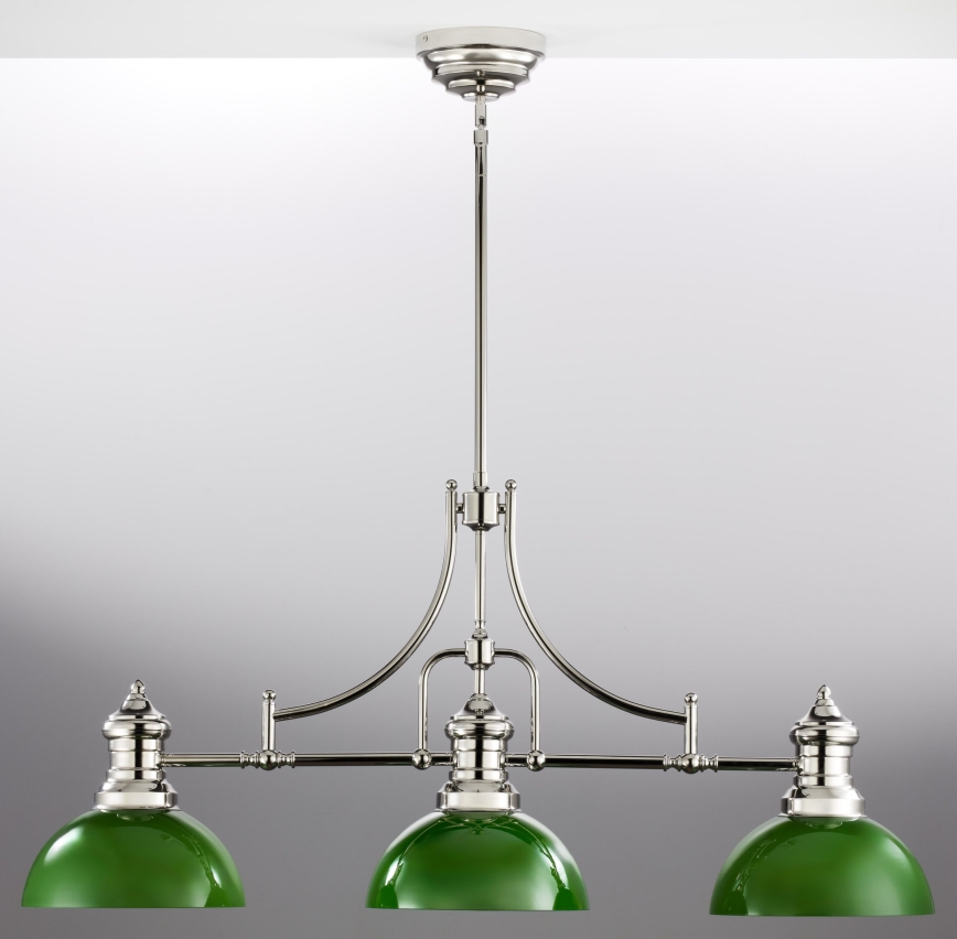 Jupiter 2072 - Luster na tyči PLATINO 3xE27/15W/230V zelená/lesklý chróm