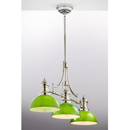 Jupiter 2072 - Luster na tyči PLATINO 3xE27/15W/230V zelená/lesklý chróm