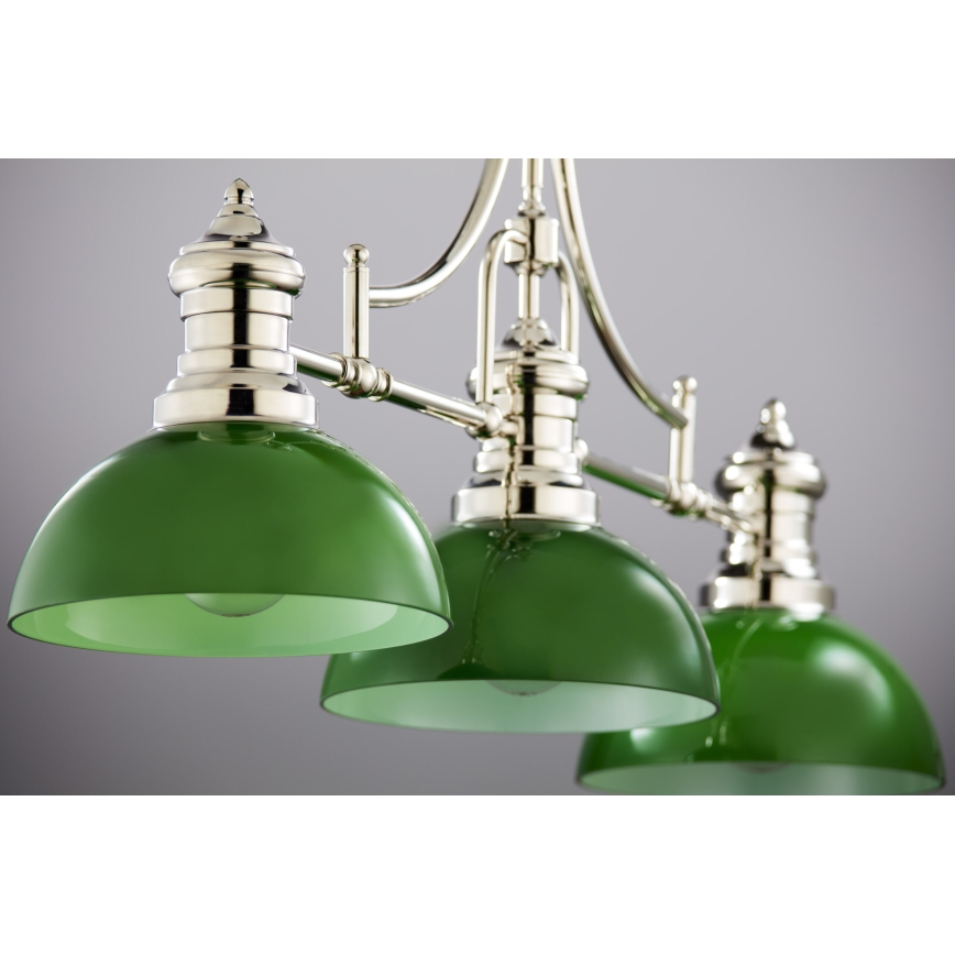 Jupiter 2072 - Luster na tyči PLATINO 3xE27/15W/230V zelená/lesklý chróm