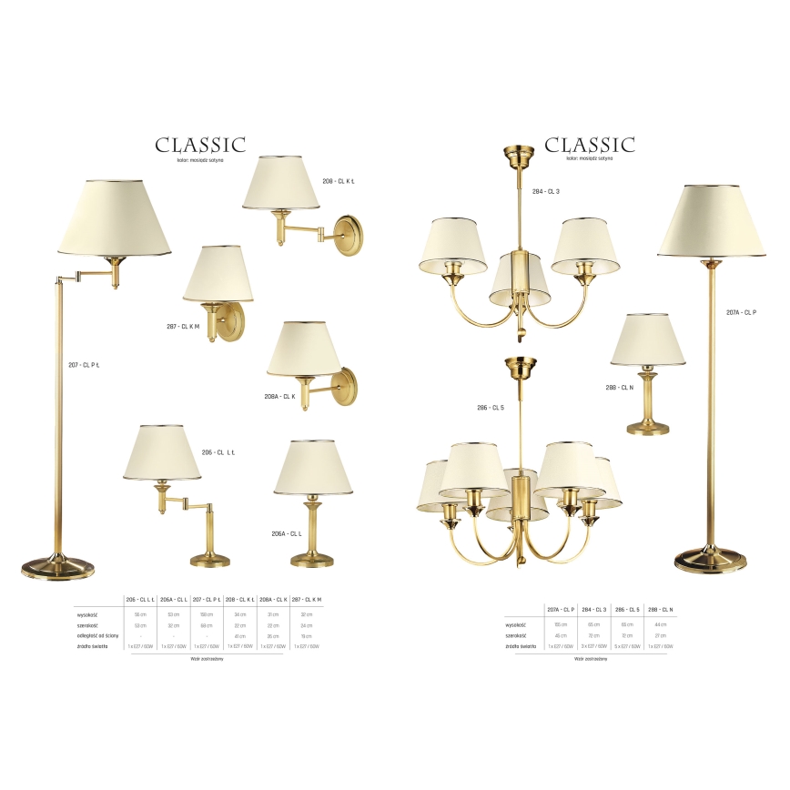 Jupiter 207A - CL P - Stojacia lampa CLASSIC 1xE27/60W/230V