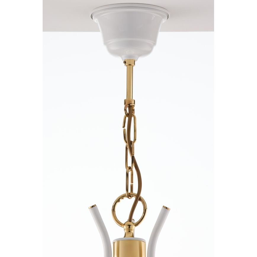 Jupiter 2085 - Luster na reťazi SAMBA 3xE27/15W/230V biela/zlatá
