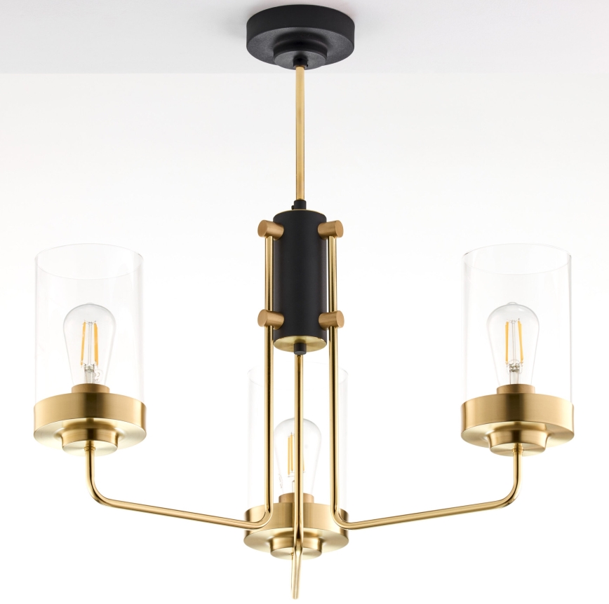 Jupiter 2087 - Luster na tyči RAMIREZ 3xE27/15W/230V zlatá/čierna