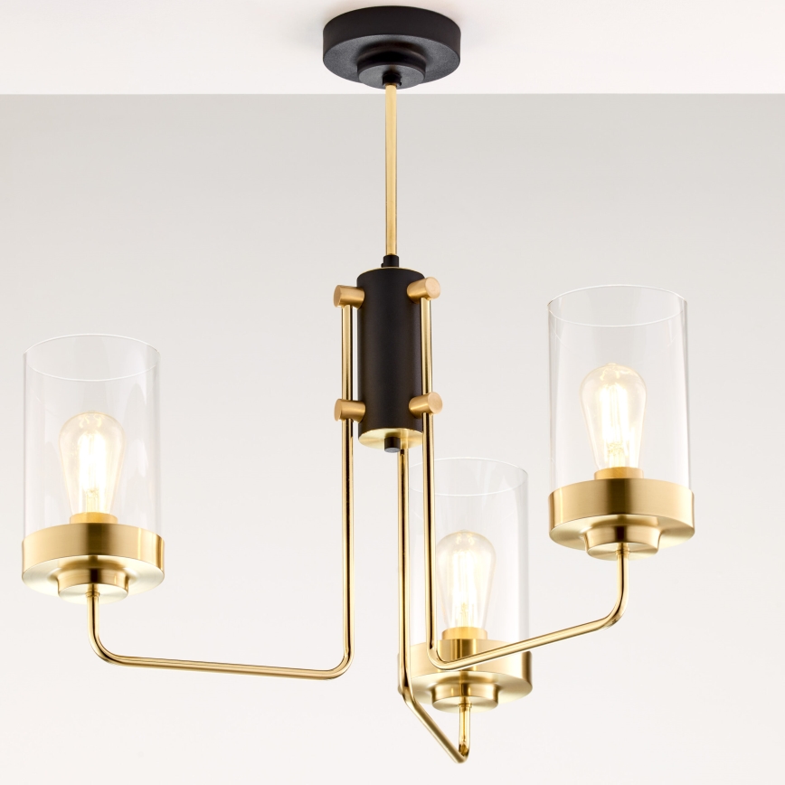 Jupiter 2087 - Luster na tyči RAMIREZ 3xE27/15W/230V zlatá/čierna