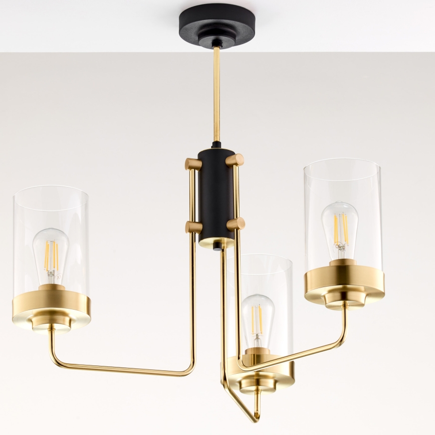 Jupiter 2087 - Luster na tyči RAMIREZ 3xE27/15W/230V zlatá/čierna