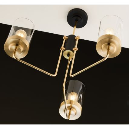 Jupiter 2087 - Luster na tyči RAMIREZ 3xE27/15W/230V zlatá/čierna