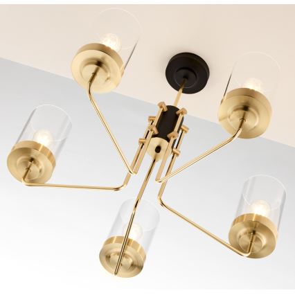 Jupiter 2088 - Luster na tyči RAMIREZ 5xE27/15W/230V zlatá/čierna