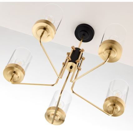 Jupiter 2088 - Luster na tyči RAMIREZ 5xE27/15W/230V zlatá/čierna