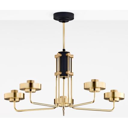 Jupiter 2088 - Luster na tyči RAMIREZ 5xE27/15W/230V zlatá/čierna