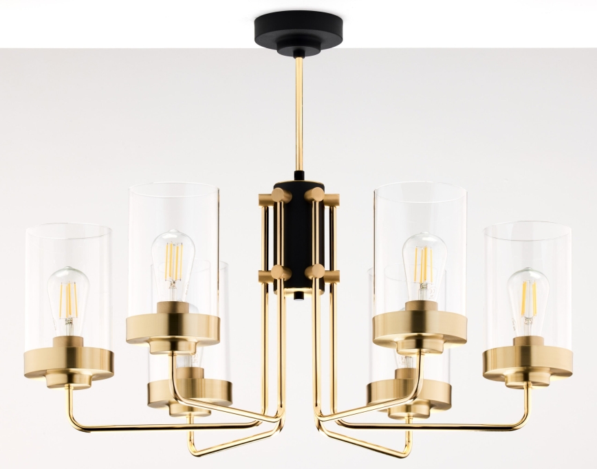Jupiter 2089 - Luster na tyči RAMIREZ 6xE27/15W/230V zlatá/čierna