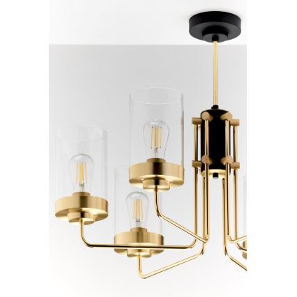 Jupiter 2089 - Luster na tyči RAMIREZ 6xE27/15W/230V zlatá/čierna