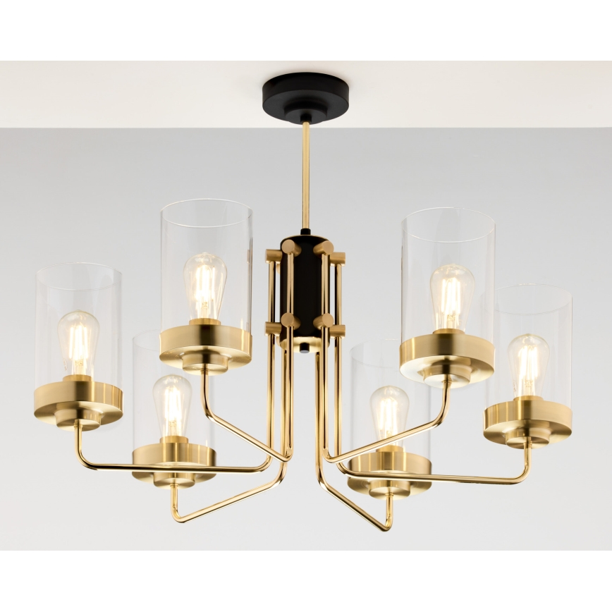 Jupiter 2089 - Luster na tyči RAMIREZ 6xE27/15W/230V zlatá/čierna