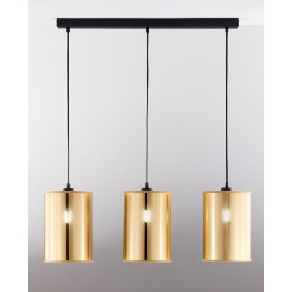 Jupiter 2092 - Luster na lanku CORTINA 3xE27/15W/230V zlatá/čierna