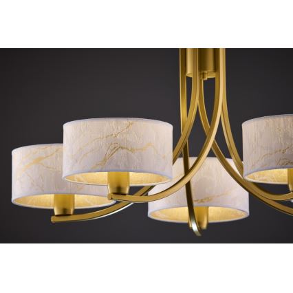 Jupiter 2097 - Luster na reťazi ARTHUR 5xE27/15W/230V biela/zlatá/mramorový dekor