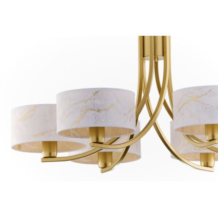 Jupiter 2098 - Luster na reťazi ARTHUR 6xE27/15W/230V biela/zlatá/mramorový dekor