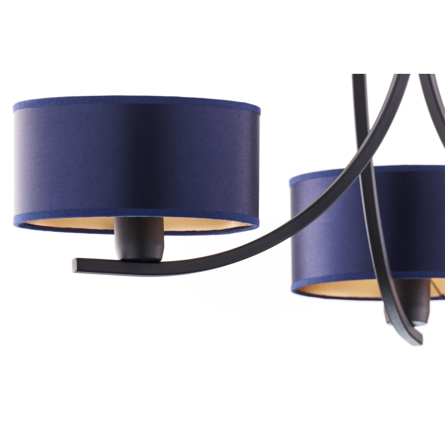 Jupiter 2099 - Luster na reťazi ARTHUR 3xE27/15W/230V modrá/čierna