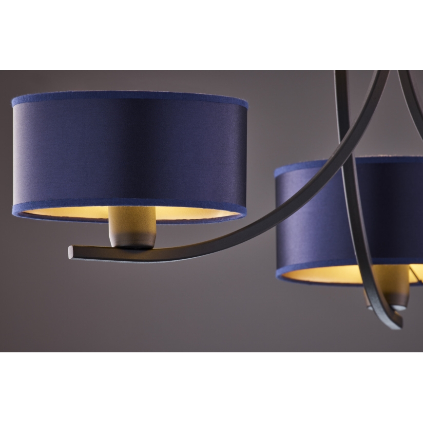 Jupiter 2099 - Luster na reťazi ARTHUR 3xE27/15W/230V modrá/čierna