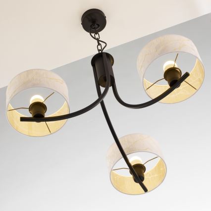 Jupiter 2103 - Luster na reťazi ARTHUR 3xE27/15W/230V biela/čierna/mramorový dekor