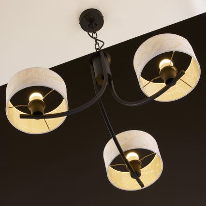 Jupiter 2103 - Luster na reťazi ARTHUR 3xE27/15W/230V biela/čierna/mramorový dekor