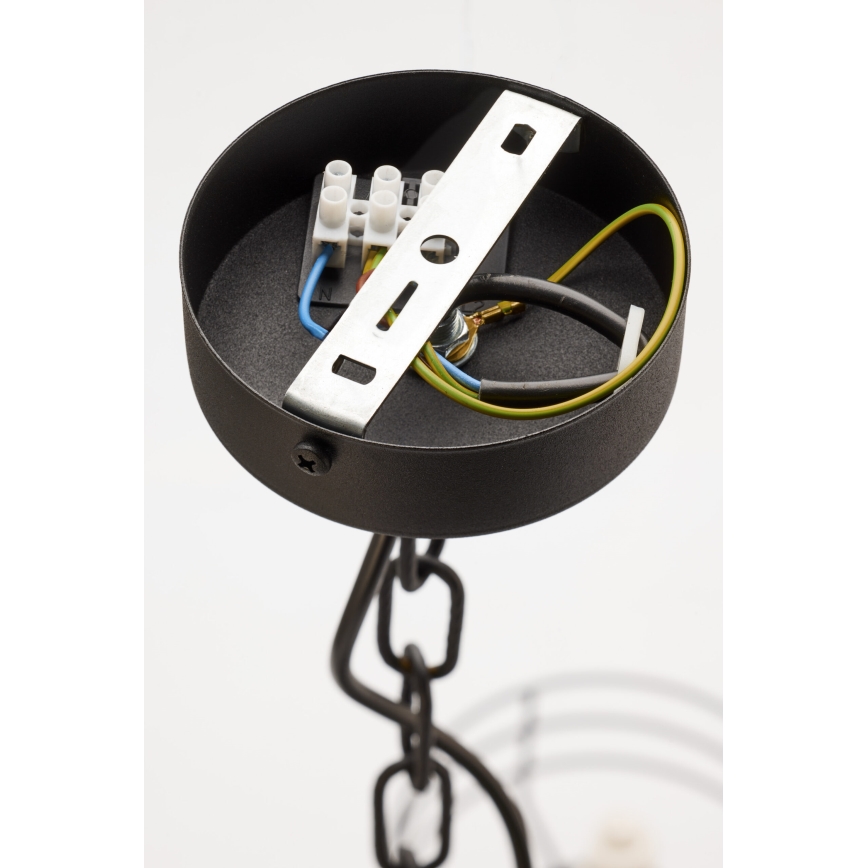 Jupiter 2104 - Luster na reťazi ARTHUR 5xE27/15W/230V biela/čierna/mramorový dekor