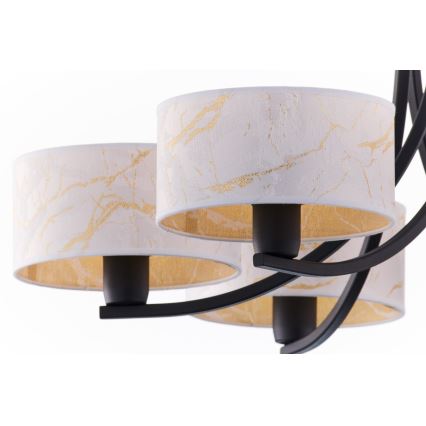 Jupiter 2105 - Závesný luster na reťazi ARTHUR 6xE27/15W/230V biela/čierna/mramorový dekor