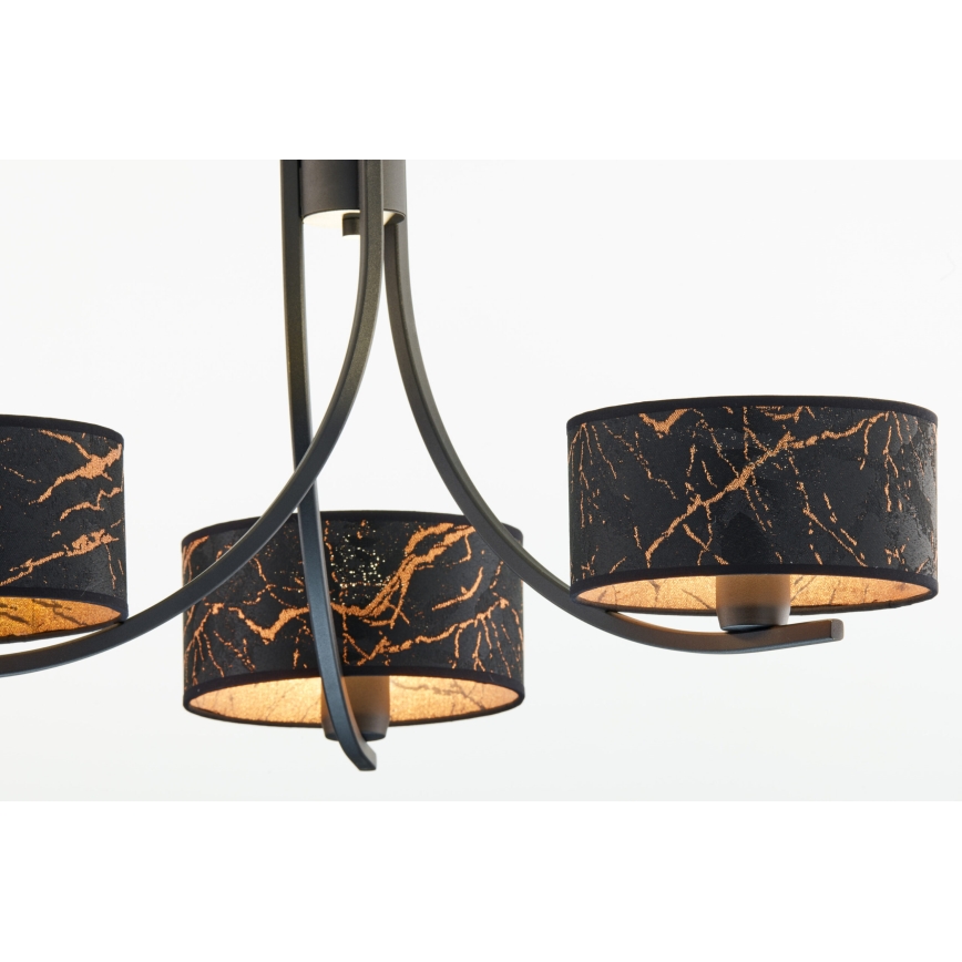 Jupiter 2106 - Závesný luster na reťazi ARTHUR 3xE27/15W/230V čierna/oranžová/mramorový dekor