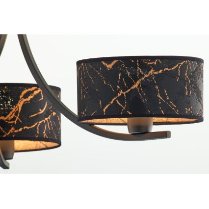 Jupiter 2106 - Závesný luster na reťazi ARTHUR 3xE27/15W/230V čierna/oranžová/mramorový dekor
