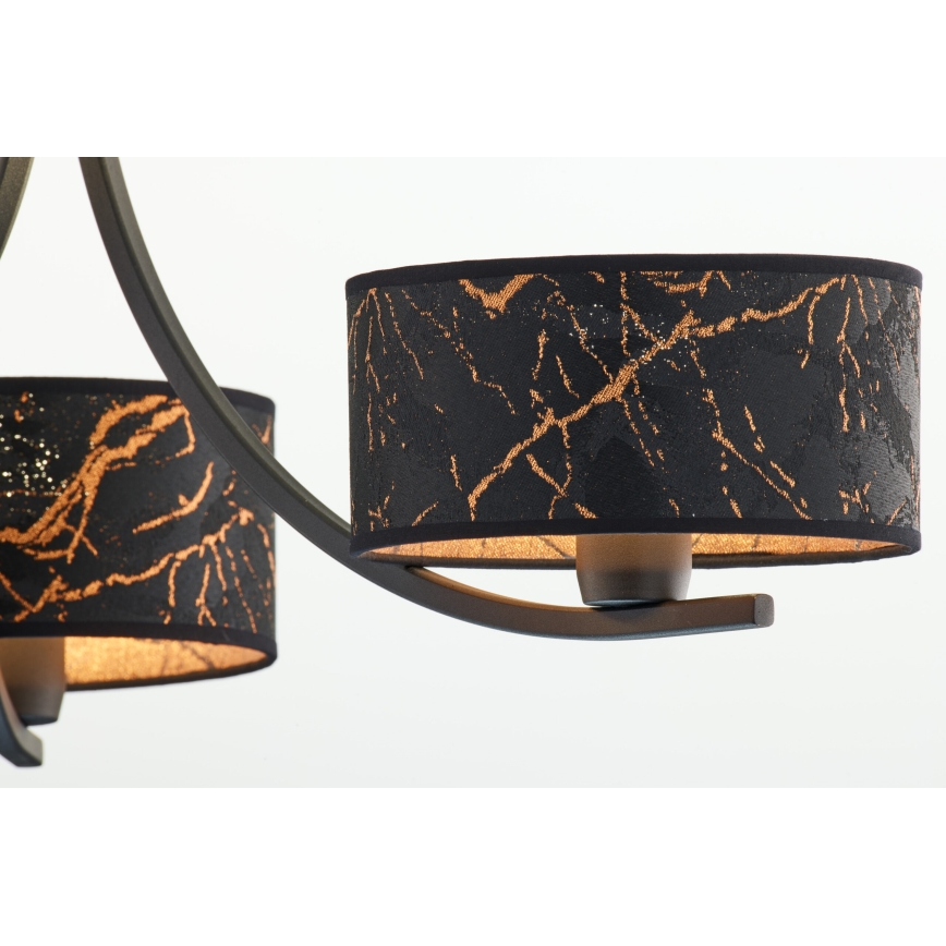 Jupiter 2106 - Závesný luster na reťazi ARTHUR 3xE27/15W/230V čierna/oranžová/mramorový dekor