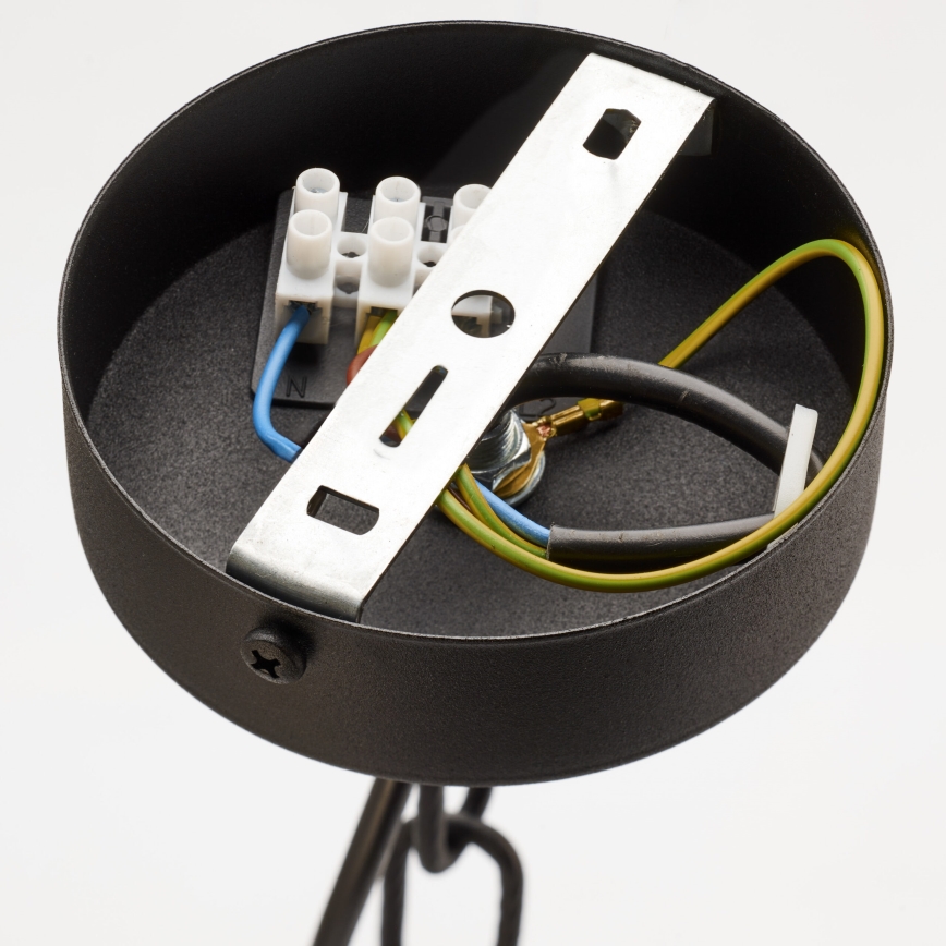 Jupiter 2107 - Luster na reťazi ARTHUR 5xE27/15W/230V čierna/oranžová/mramorový dekor