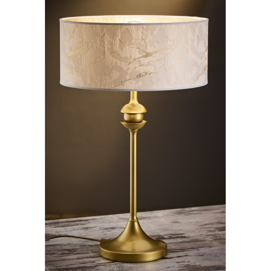 Jupiter 2112 - Stolová lampa KASZMIR 1xE27/15W/230V biela/zlatá/mramorový dekor