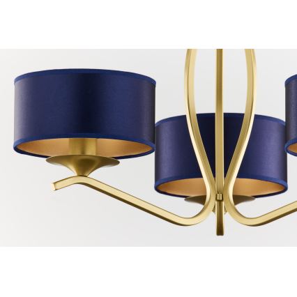 Jupiter 2113 - Luster na tyči KASZMIR 3xE27/15W/230V modrá/zlatá