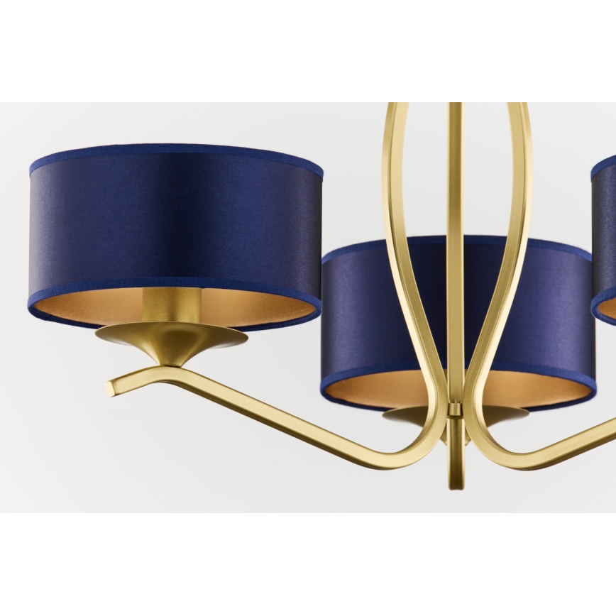 Jupiter 2113 - Luster na tyči KASZMIR 3xE27/15W/230V modrá/zlatá